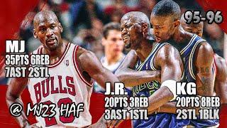 Michael Jordan vs Kevin Garnett & Isaiah Rider Highlights (1996.02.27)-75p all, Schooling KG and JR!