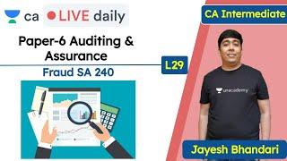 Auditing & Assurance L29 | Unacademy CA Intermediate Group 2 | Jayesh Bhandari