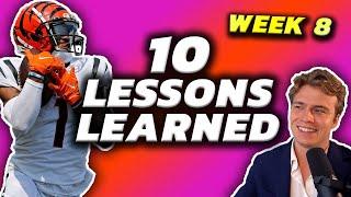 Top 10  Fantasy Football Lessons Learned | Week 8 Fantasy Football