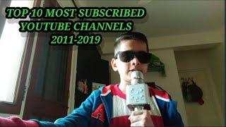 History of top 10 most subscribed youtube channels 2011-2019