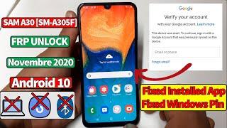 Samsung Galaxy A30 FRP/Google lock Bypass Android 10 novembre 2020 Fixed All Problems FRP (SM-A305F)