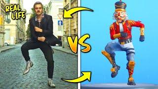 TOP 15 FORTNITE DANCES & EMOTES IN REAL LIFE.! (Power Roar, Feelin' Jaunty)