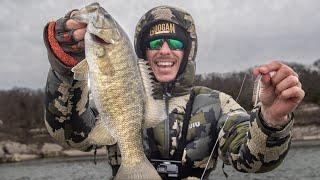 My First Catch of 2020! Winter Bass Fishing Deep Water Smallmouth