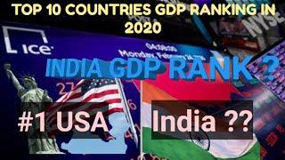 World Top 10 Country GDP in 2020/ India GDP rank in 2020 / Top 10 economies/