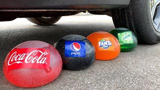 Experiment Car vs Coca Cola, Fanta, Mirinda Balloons | Crushing Crunchy & Soft Things by Car Test Ex