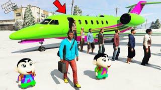 GTA 5 : Franklin Landing First Flight Experience With Shinchan & Pinchan in GTA 5 ! (GTA 5 mods)