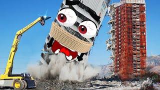 Amazing Dangerous Fastest Building Demolition Excavator Skill, Heavy Equipment Machines Working