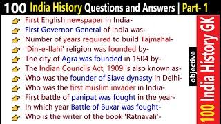 100 India History GK Questions and Answers  | India GK Quiz | Indian History GK | Modern History GK
