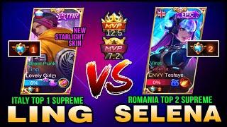 Italy Top 1 Supreme Ling vs Romania Top 2 Supreme Selena | Starlight Street Punk Skin Gameplay~ MLBB