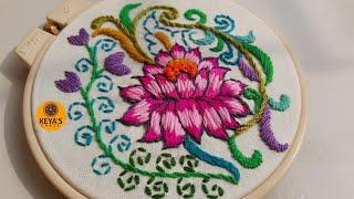 2021|Tutorial no-671| Hoop art | Top embroidery | Table cloth hand embroidery design |keya's craze
