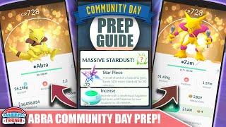 START NOW FOR INSANE DUST! TOP TIPS FOR SHINY *ABRA* COMMUNITY DAY - 3X DUST & ALAKAZAM | POKÉMON GO