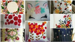 Top Latest Hand Embroidery Flower Cushion Covers Design Ideas / Heavenly Handmade Creations