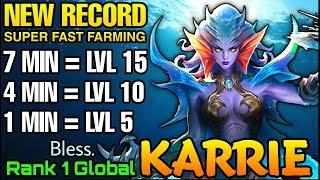 NEW WORLD RECORD KARRIE LVL 15 in 7 MIN SUPER FAST FARM - Top 1 Global Karrie Bless. - MLBB