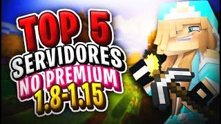 TOP 5 SERVIDORES NO PREMIUM de MINECRAFT 1.8-1.15.2 party games, skywars op, survival, black ops zom