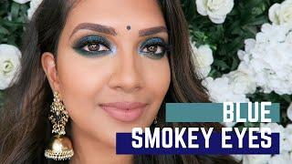 Blue Smokey Eyes | Saree Look | Vithya Hair and Makeup