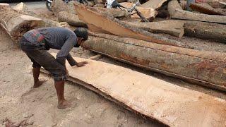 Teak Wood with Good Quality Cutting at Sawmill।Dangerous Logging Mill Wood Cutting।Asian Sawmill