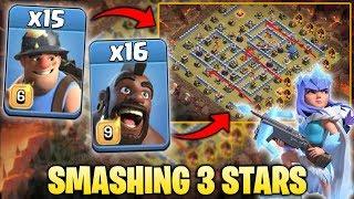 16 Hogs + 15 Miner + Queen Walk Smashing 3Star  TH12 Classic War Base | Clash Of Clan