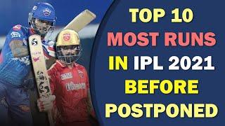 Top 10 Most Runs in IPL 2021 Before Postponed