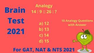 10 Best Analogy Questions for the Preparation of NAT,NTS & GAT | Brain Test