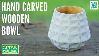 Hand Carved Pattern Bowl - (Day 2) 7 Scrapwood Challenges in 7 Days - ep44