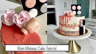 How to Make a Makeup Cake | Buttercream Cake with Fondant Details