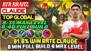 91.6% Win Rate Claude, 8 Minutes Full Build & Max Level [ Former Top 1 Global Claude ] Branz - MLBB