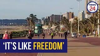 WATCH | 'Feels like Christmas to me': Durban's beachfront bustling with people exercising