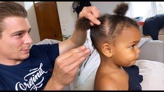 DAD DOES DAUGHTER HAIR LIKE A PRO!  *CUTE VIDEO*