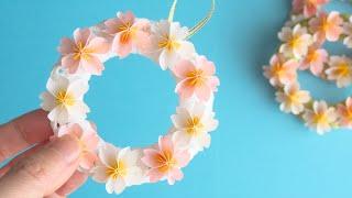 紙で作る桜の花のミニリースの作り方
