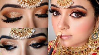 Barat/Nikah Bridal Makeup Tutorial, Step By Step Glittery Eye Makeup