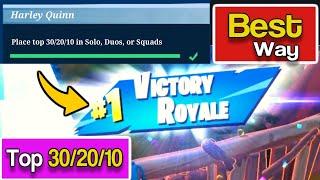 Place top 30/20/10 in Solo, Duos, or Squads - Fortnite Harley Quinn Challenges - Harley Quinn Style