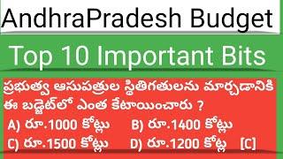 Andhra Pradesh Budget Top 10 Important Questions | Grama Sachivalayam Model Questions | Part A