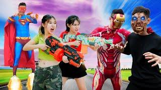 XGirl Nerf War: FANTASY Two Hero Cats Wars Warrior Nerf Guns Fight CrimeS  Compilation Battle