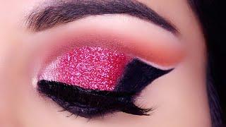 दुल्हन का ग्लिटर आई मेकअप Indian Bridal Red Glitter Eye Makeup