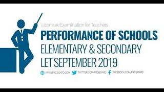 September 2019 |  LET Result Elementary and Secondary | Top Performance of Schools