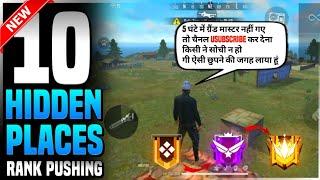 top 10 hidden places in free fire | hidding place in free fire bermuda map |Rank push tips