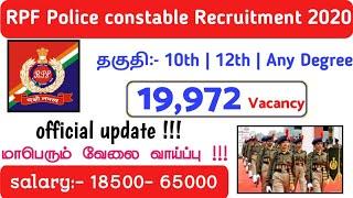 RPF And RPSF Constable Job Notification 2020-2021 in Tamil | 19,952 Vacancy |தகுதி;- 10th.