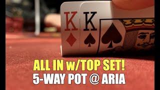 First Hand I'm All In w/Top Set In 5 Handed Pot!! Poker Vlog Ep 150