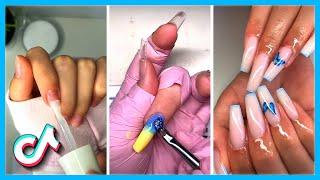 Gel Polish Nails With Tips At Home Manicure Fall TikTok Compilation