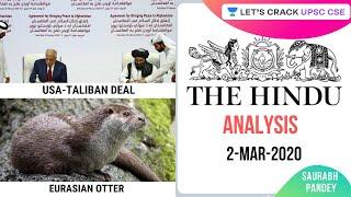 2-Mar-2020 | The Hindu Newspaper Analysis | Current Affairs for UPSC 2020/2021 | Saurabh Pandey