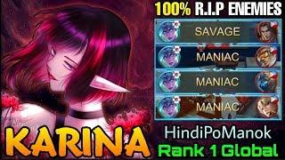 SAVAGE & 3x MANIAC!! Karina Destroying All Enemies - Top 1 Global Karina HindiPoManok - MLBB