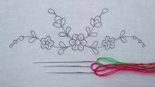 Hand Embroidery Amazing Neck Line Embroidery for Dresses, Simple Border Line Embroidery Tutorial, Em