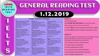 IELTS READING TEST - GENERAL MODULE -1.12.2019 - 4K RESOLUTION 