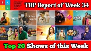 BARC TRP Report of Week 34 : Top 20 Shows of this Week