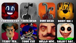 CARTOON CAT SIREN HEAD FIELD PIPE HEAD BORIS SCARY TEACHER 3D SONIC EXE HELLO NEIGHBOR BALDI BASICS