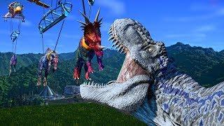 Battle on Top Of Volcano T-Rex vs Giganotosaurus vs Spinosaurus Jurassic World  Evolution