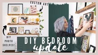 *GIVEAWAY* Cozy Bedroom Update: DIY Photo Shelves + 3 Simple Art Pieces!