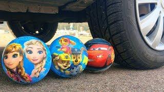 Crushing Crunchy & Soft Things by Car! Experiment Car vs Frozen, Cars & Paw Patrol Balloons