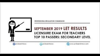 September 2019 | LET Secondary Board Exam | Top 10