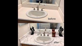 DIY 6: Less than 10 dollars counter top makeover / marble adhesive paper